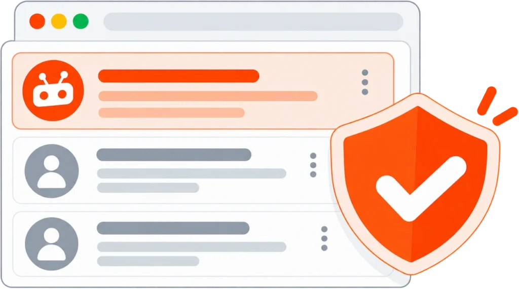 Illustration of a harmful Reddit post being reviewed confidentially for removal