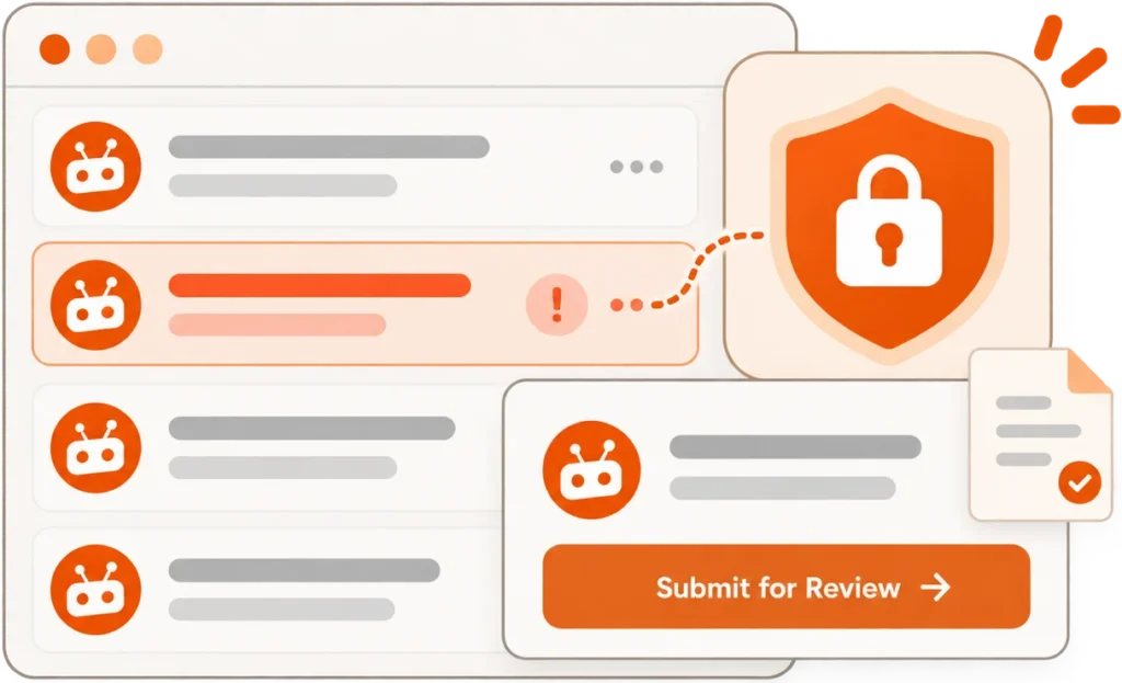 Illustration showing how to contact Removal Reddit for a confidential Reddit content case review