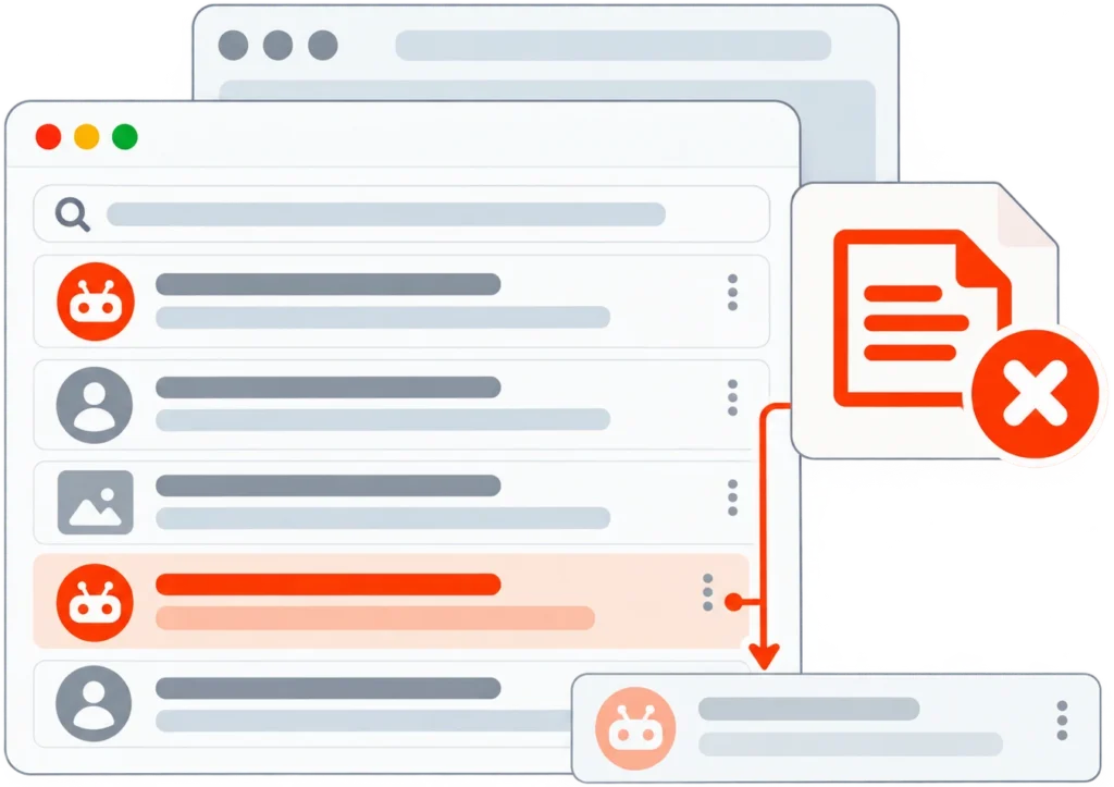 Illustration of a harmful Reddit discussion creating a search reputation problem