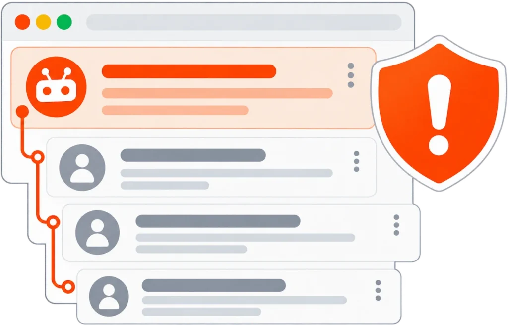 Illustration of a harmful Reddit post and replies creating a reputation problem
