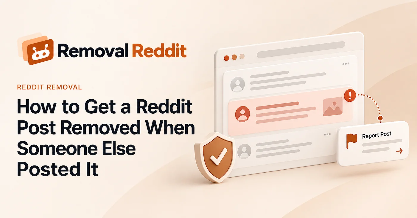 Illustration showing how to get a Reddit post removed through review and reporting options