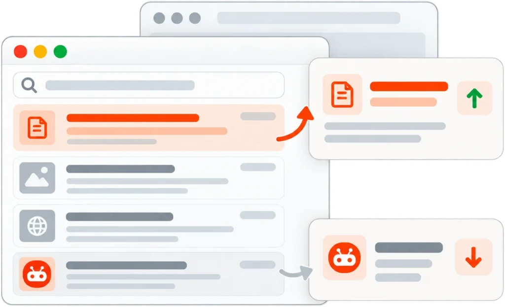 Illustration of harmful Reddit content being pushed lower in Google Search results