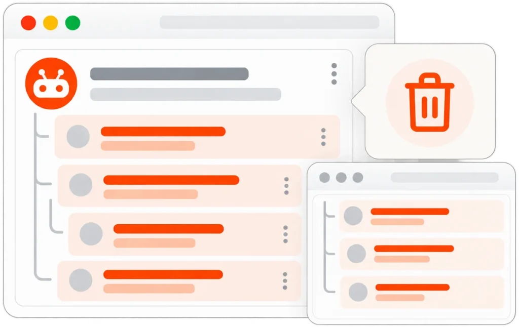 Illustration of a specific harmful Reddit post being targeted for removal