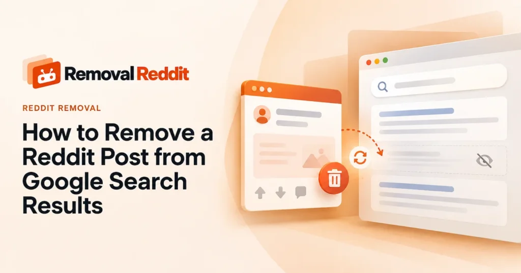 Illustration showing how to get a Reddit post removed through review and reporting options